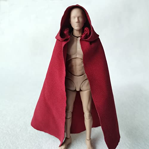 Ssbeauty M 1/12 Scale Fabric Cape Cloak With Hat For 6" 1:12 Shf Figma Body Action Figure Clothes（No Figure (Dark Red Cloak) #TOP5