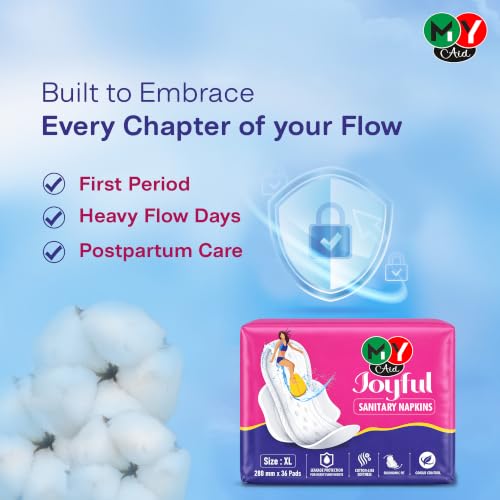 Image of JOYFUL Sanitary Pads for Women - 108 Pieces | Soft, Comfortable, Leak-Proof, Rash-Free & Odour Control Pads