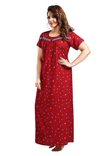 Image of Soulemo Women's Cotton, Rayon & Polyester Printed Maxi Nighty (Alpine) 861