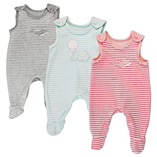 Libella Baby Jungen Mädchen Unisex Strampler mit Fuß aus Samt 3er Pack...