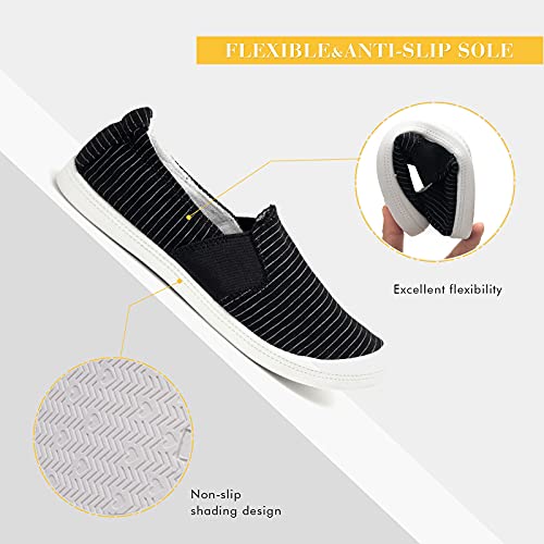Image of FUNKYMONKEY Slip-On Canvas Sneakers for Women, Comfortable Lightweight Lace-Up Flat Casual Tennis Shoes Breathable Walking Shoes for Everyday Wear