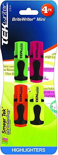 Britewriter Mini Highlighters Office Supplies Marker Pen Students Stationery, Assorted Colors - 4pack (27004-D)