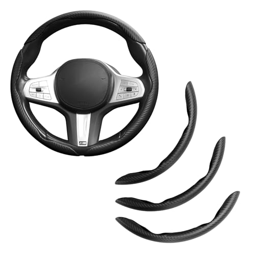 EINESIN 3pcs Car Carbon Fiber Anti-Skid Steering Wheel Cover, Segmented Steering Wheel Protector, Butterfly Steering Wheel Cover, Universal 99% Car Wheel Cover Protector