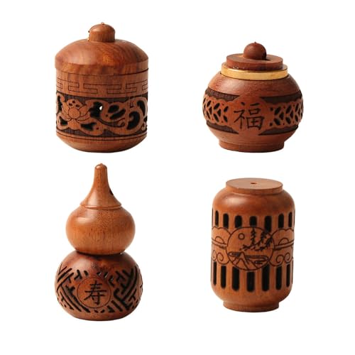 4 piezas mini botellas de madera talladas a mano