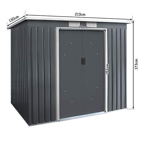 DREAMADE Gartenhaus Metall mit Fundament, Gerätehaus Gartenhäuse Geräteschuppen für Garten Outdoor, 213x130x173 cm… – Bild 3
