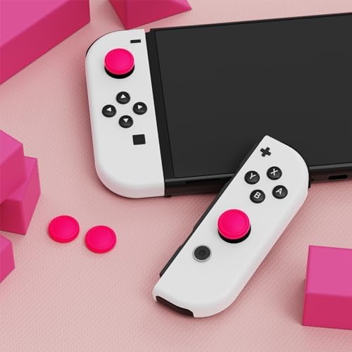 eXtremeRate PlayVital Switch Joystick Caps, Switch Lite Thumbstick Caps, Silicone Analog Cover for Joycon Thumb Grip Rocker Cover for Nintendo Switch Accessories & Switch Lite - Bright Pink - 2