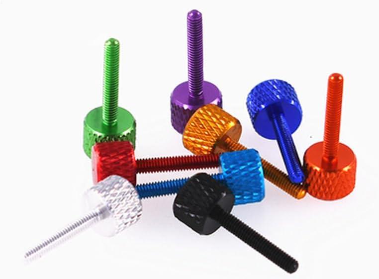 M2.5x15mm Thumb Screws Reticulate Adjust Multicolour Screw Aluminum Bolts 2Pcs (Color: Black)