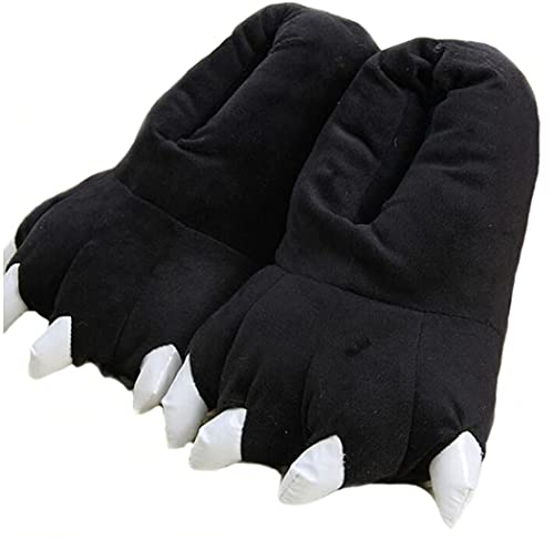 YILANLAN Cartoon Griffe Chaussons Paw Chaussures en Peluche Dinosaur Griffe Pantoufles Hiver Maison Unisexe Halloween Animal Costume (45/46, Black, numeric_45)
