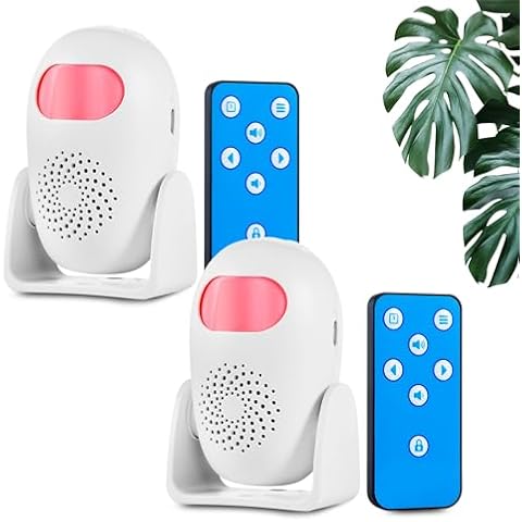 Motion Sensor Alarm with 17 Chimes 3 Alarm Modes 4 Volume Levels Wireless Motion Detector Alarm with Remote 110dB Home Security Alarm (2 Motion Detector, 2 Remote Control) Cover