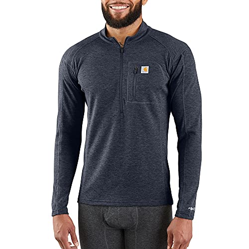 Carhartt Herren Base Force Schweres Polyester-Wolle, Viertelreißverschluss Baselayer-Shirt, Marineblau meliert, 4X-Groß – Ansicht 3