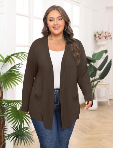 Image of Plus Size Lightweight Cardigan for Women Soft with Pockets 1X-5X
