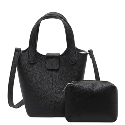 JUYAXIN レディース ショルダーバッグ トレンディ ハンドバッグ 無地 バケット シンプル メッセンジャー ファッショナブル クロスボディ 日常 女性用 ファッショナブルなショルダー 無地 クロスボディ カジュアル バケット, ブラック///ホワイト