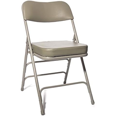 XL Series Vinyl Upholstered Folding Chair (2 Pack) - Heavy Duty Ultra Padded 2" Thick Padded Seat and Back, Triple Braced - Quad Hinging, 300 lb Tested (Grey) Cover
