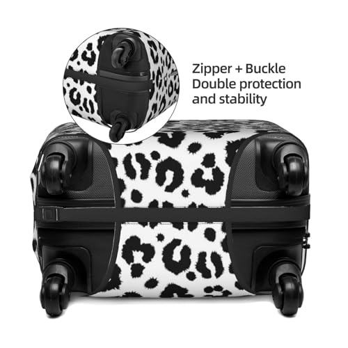 trendy black white Leopard print Travel Luggage Covers - Elasticity Suitcase Covers Protector for Luggage 18-32 Inch3