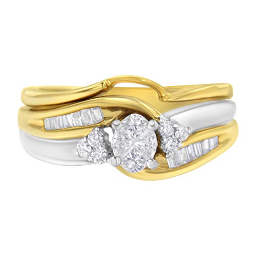 Haus of Brilliance 14K Two Tone Gold Pie, Round and Baguette Cut Diamond Engagement Ring Set (1/2 cttw, H-I Color, SI1-SI2 Clarity)