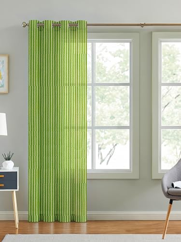 Image of Cortina Polyster Transparent Curtain Set |Long Door Installation | Bedroom Living Room Kids Room | 9 Feet Window Curtain Pack of 1 | Green