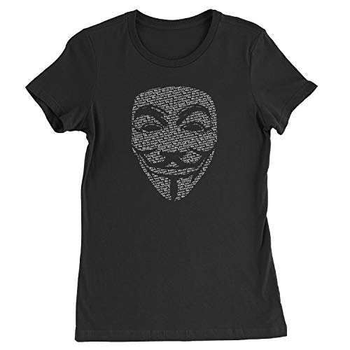 Womens V for Vendetta Anonymous Mask T-Shirt X-Large Black