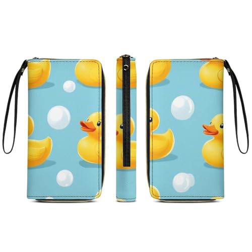 Leather Wallets Large Capacity Card Case, Clutch Wallets Zipper, Ideal for Credit Cards, Rubber Ducky3