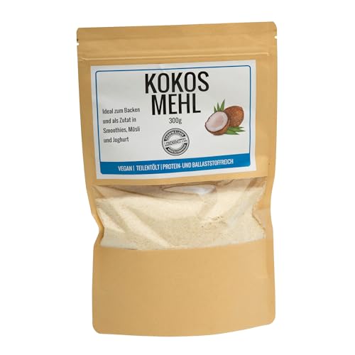 ak-colonia Harina de coco de 300 g para hornear o batidos, harina de coco, sin gluten.