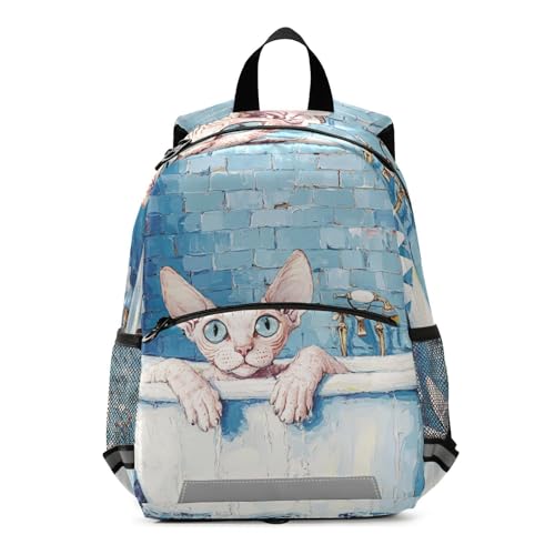 WDdZzyy Linda mochila de viaje para bañera de Cornish Rex Cats vintage para niños, con correa para libros, mochila escolar para niñas