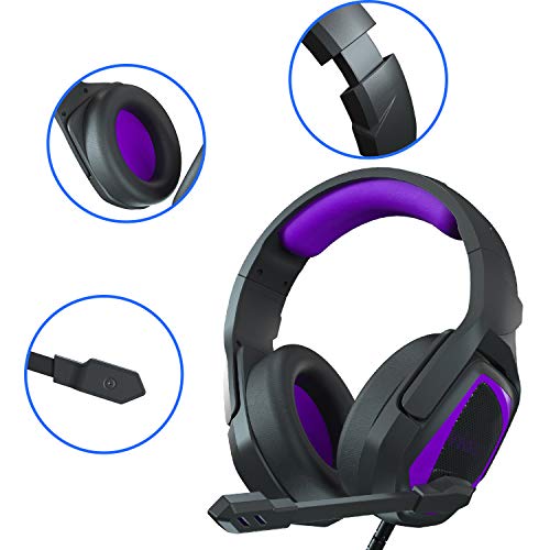 Stereo Gaming Headset for Xbox One PS4 PC - Surround Sound Over-Ear Headphones Anti-Noise Mic,Volume Control Laptop, Mac,Smartphone, iPad