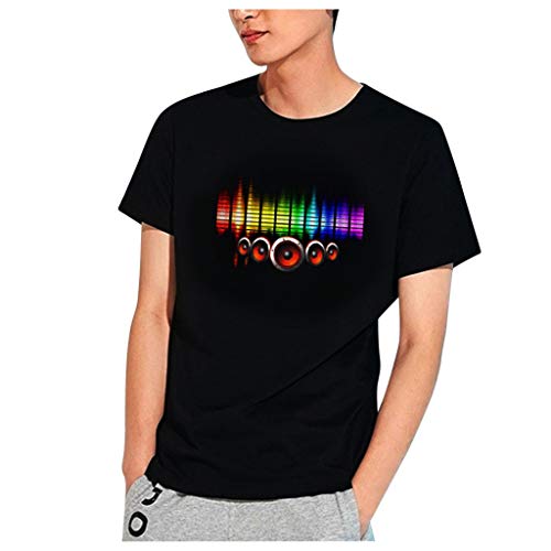sutelang lurryly T-Shirt Lumineux Pour Homme Brillant LED Activé Par La Voix D'éTé Manches Courtes VêTements De FêTe Teen Glow T-Shirt Graphique Coupe...