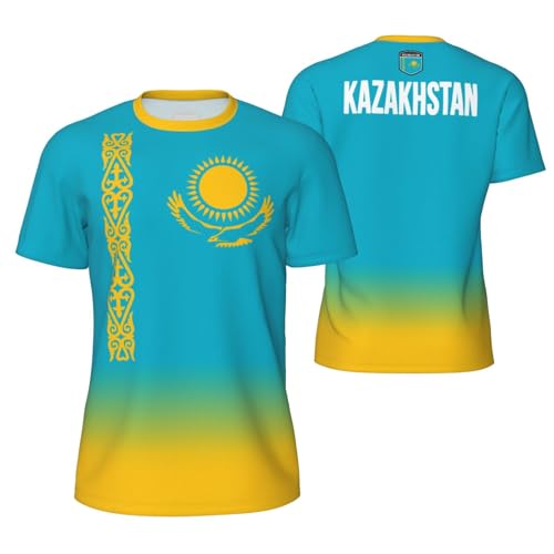 PTXYG Kazakhstan Flag Gradation T-Shirt Sports Jerseys for