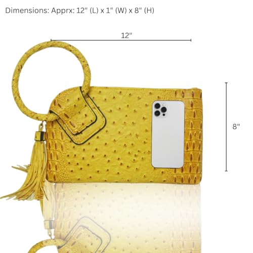 Image of NGIL Faux Leather Mini Wristlet Purse | Women's Handbag, Fashion Wristlet Wallet, Compact Everyday Purse with Fringe Tassel