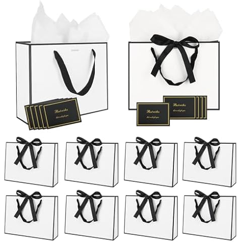 FRIUSATE 10PCS White Gift Bags with Accessories Cover