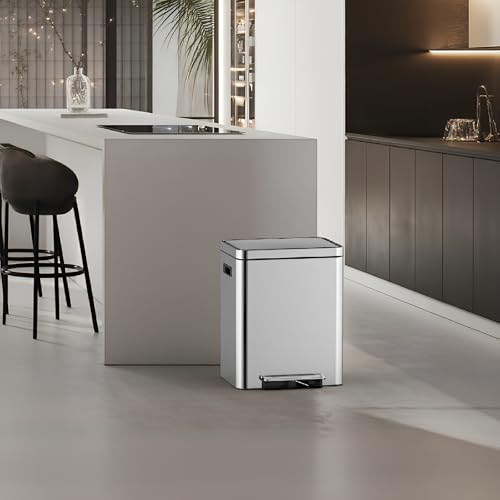 Caneca de basura rectangular con pedal y tapa, acero inox miniatura 6