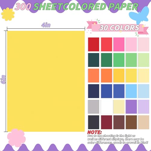 Image of 4 inch x 6 inch Cardstock, 300 Pack /30 Assorted Colors Colorful Thick Paper Cardstock Blank Colored Cards Stock for Invitations, Greeting Cards Making, Postcards, Photos, 250GSM Thick Paper Colorful