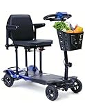 Magnesium Lightweight Mobility Scooters for Seniors & Adults, 300 lbs Capacity, 34lbs Self-Weight Foldable Frame Airline Approved Portable Scooter, Upgraded Materials T500 (Royal Blue)