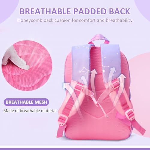 Image of PALAY School Backpack for Girls Large School Backpack for SchoolGirls 6-12 Years Old Colorful Gradient Pink Fashion Primary Schoolgirls Backpack School Gift, Christmas Gift Rakhi Gift