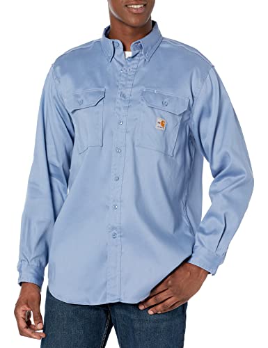 Carhartt Mens Flame Resistant Lightweight Twill (Big & Tall) Button Down Shirts, Medium Blue, X-Large Tall US