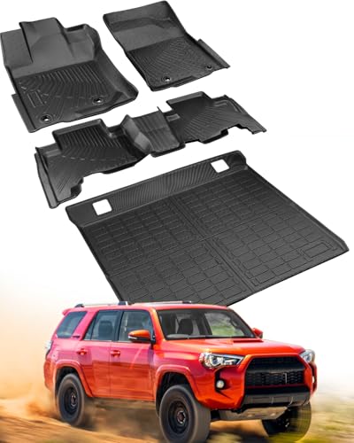 All-Weather Floor Mats for Toyota 4Runner 2024 2023 2022 2021 2020 2019 2018 2017 2016 2015 2014 2013 (Only Fit 5-Seat W/o Sliding Cargo Tray) Heavy Duty & Ideal Gift for Toyota 4Runner Accessories