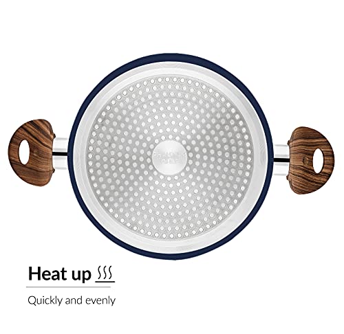 Phantom Chef 4.4 Qt Casserole | Stockpot | Aluminum Body Non-Stick Ceramic Coating | With Soft Touch Stay Cool Handle | Dishwasher Safe | Non-Toxic Pfoa & Ptfe Free Pan | Color Navy #TOP3