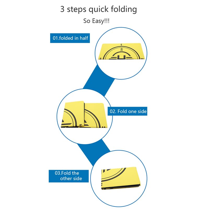 Drone Landing Pad Weighted, Double-Faced (Yellow & Black) Waterproof Portable Fast-Foldable Helipad for DJI FPV Mavic 2 /Mini SE