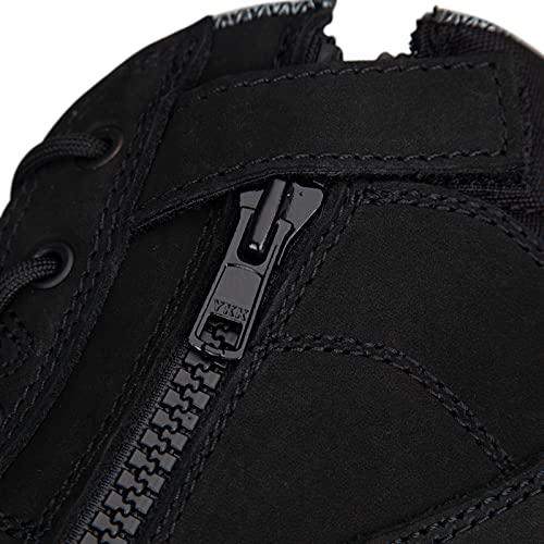 Mens Work Boots, Nubuck Leather Steel Toes Safety Footwear, Slip Resistent YKK Zipper Protective Shoes, 6 inch, Anti-Puncturing, Anti-Static, Lightweight (AT801-2, Black)4