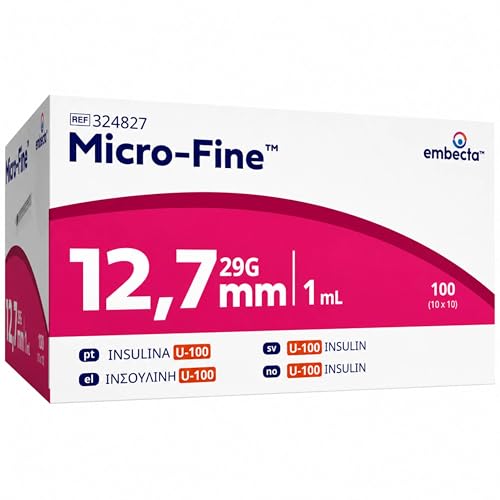 Embecta Micro-Fine 1ml U-100 with 29G 12.7mm Syringe | Multipurpose Use Syringe | Model No: 324827 | Latex-Free CE Certified Pack of 100