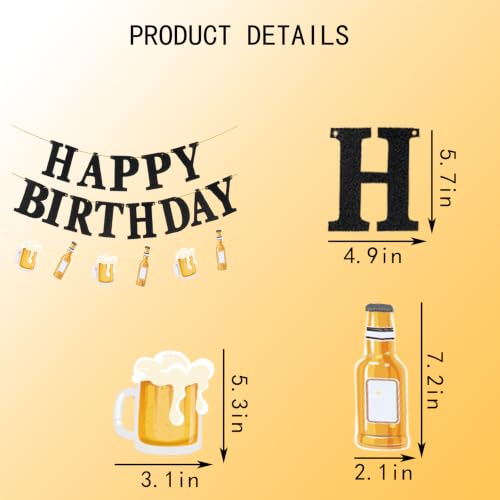 Image of Beer Birthday Banner for Beer Party and Birthday Wedding Party Supplies (Dark Yellow)