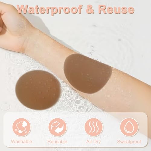 Image of Nipple Covers for Women，Reusable Silicone Adhesive Pasties | 2 Pairs,Waterproof,Sweat-Resistant,Ultra Thin,Reusable Silicone,Invisible Under Clothes，for Deep V Dresses & Wedding