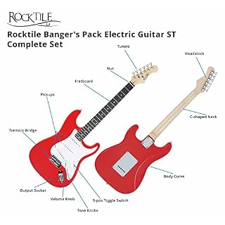 Rocktile Banger’s Pack Guitare electrique – Ensemble de Guitare électrique Rouge – Kit avec Ampli de 25 W, Housse… - Les Beatles, Paul McCartney, John Lennon, RIngo Starr, George Harrison Rocktile Banger's Pack Guitare electrique - Ensemble de Guitare électrique Rouge - Kit avec Ampli de 25 W, Housse… – Image 4