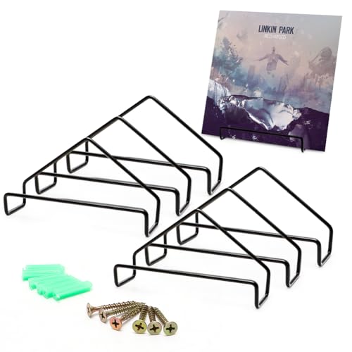 MIUUIPI Scaffale per Dischi Vinile, 6 Pezzi Supporto da Parete per Mensola In Vinile, Porta CD da Parete er Soggiorno,Ufficio,Sala Giochi e Studio
