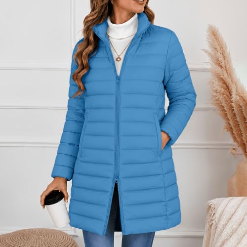 fartey Womens Winter Coats Long Quilted Puffer Jacket Zip Up Warm Outerwear - image 4