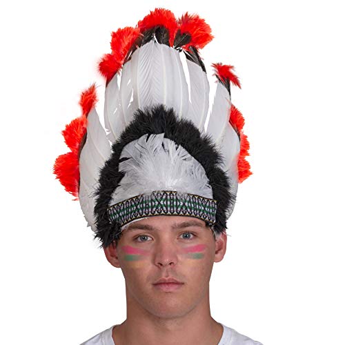 Skeleteen Native American Chief Headdress - Indian Costume Feather Head Dress Headpiece Headband Accessories for Adults and Kids