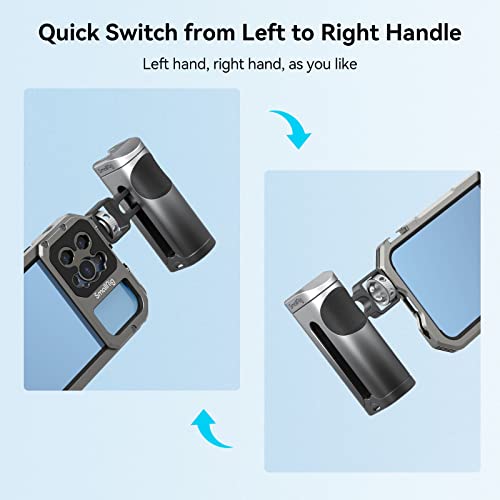SMALLRIG Mini Side Handle for Phone Cage Smartphone Video Rig with 1/4''-20 Threads and Cold Shoe, Up and Down Adjustable - 3894 - Image 4