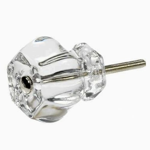 Clear Depression Glass Knobs (10) Vintage Hexagon Drawer Pulls