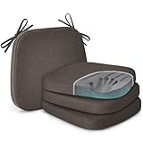 Shinnwa Seat Cushions for Dining Room Chairs 4 Pack, Patented Design Memory Foam Dining Chair Pads with Ties and Washable Cover, Set of 4, 17' x 16' x 2', Dark Brown