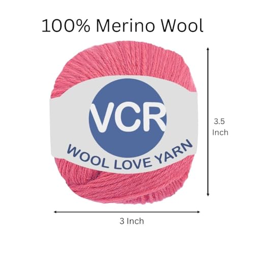 Image of VCR Pink Yarn, 25 Grams Hank, 85 Meters Length, 100% Merino Wool, Pack of 1, Shrink-Resistant Soft, Warm and Premium Wool Yarn for Knitting, Crochet and Craft Projects
