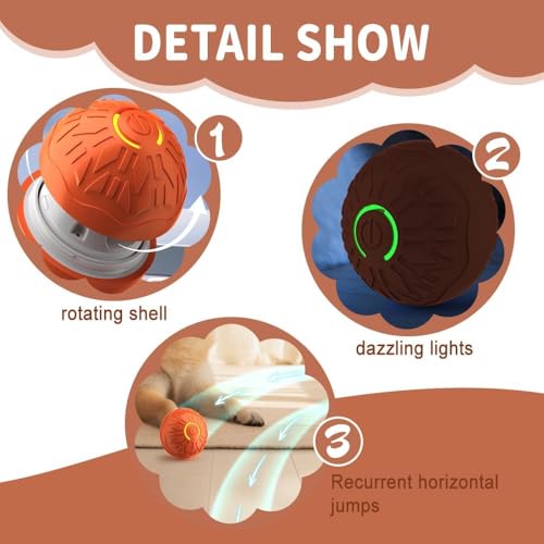 HOIDOKLY Smart Jumping Ball für Hunde, 2025 Upgrade Duraspin Dog Bouncing Ball, automatische rollende, interaktive Sprungspielzeug für kleine Hunde, Haustierkugeln(Blau)
